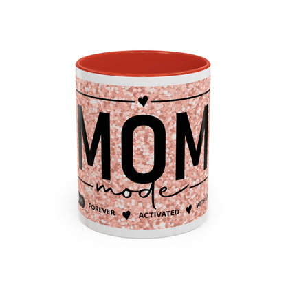 Mom Mode Glitter Accent Coffee Mug – 'Mom Mode' Rose Gold Sparkle (11/15oz)