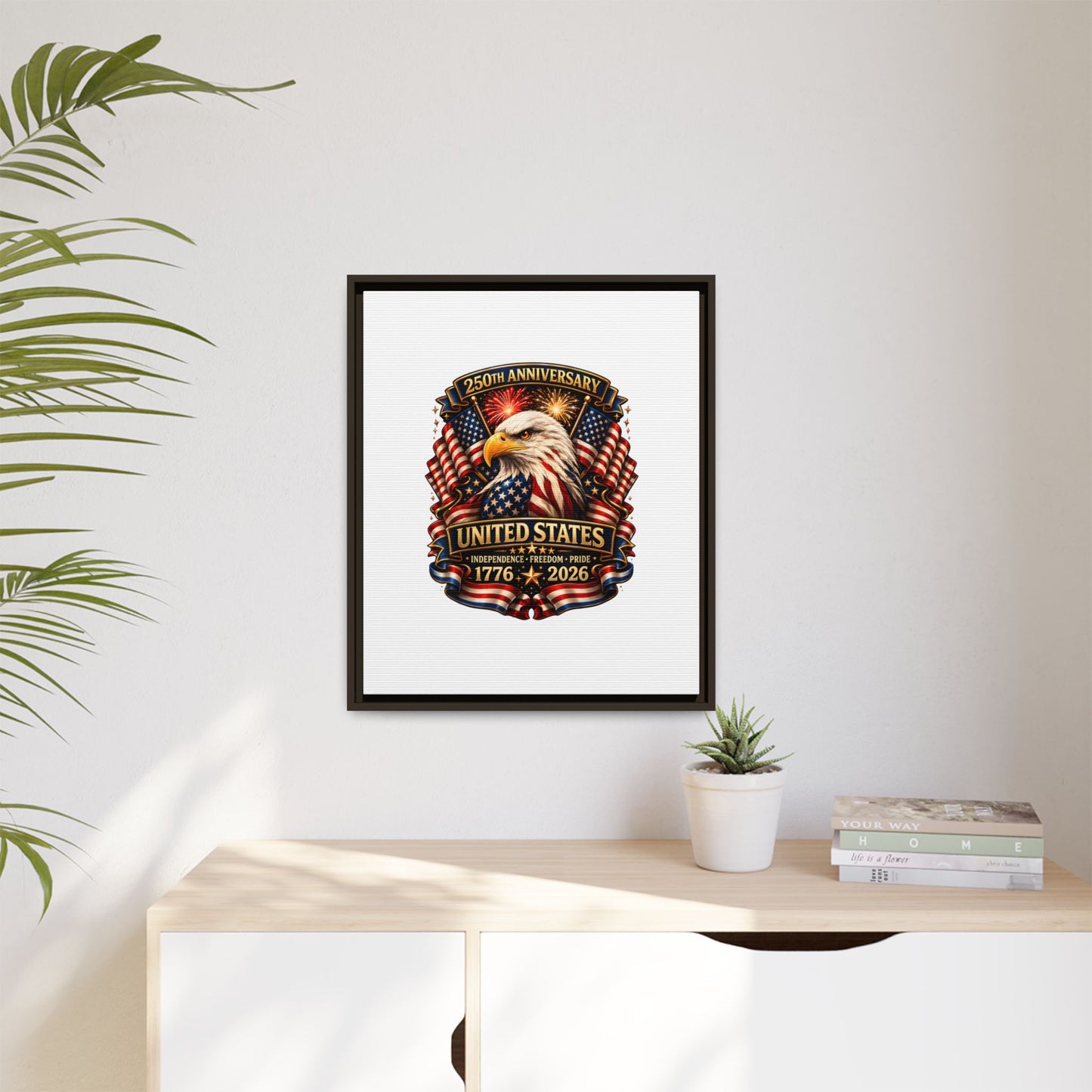 Patriotic Eagle 250th Anniversary Framed Canvas Print — United States 1776–2026