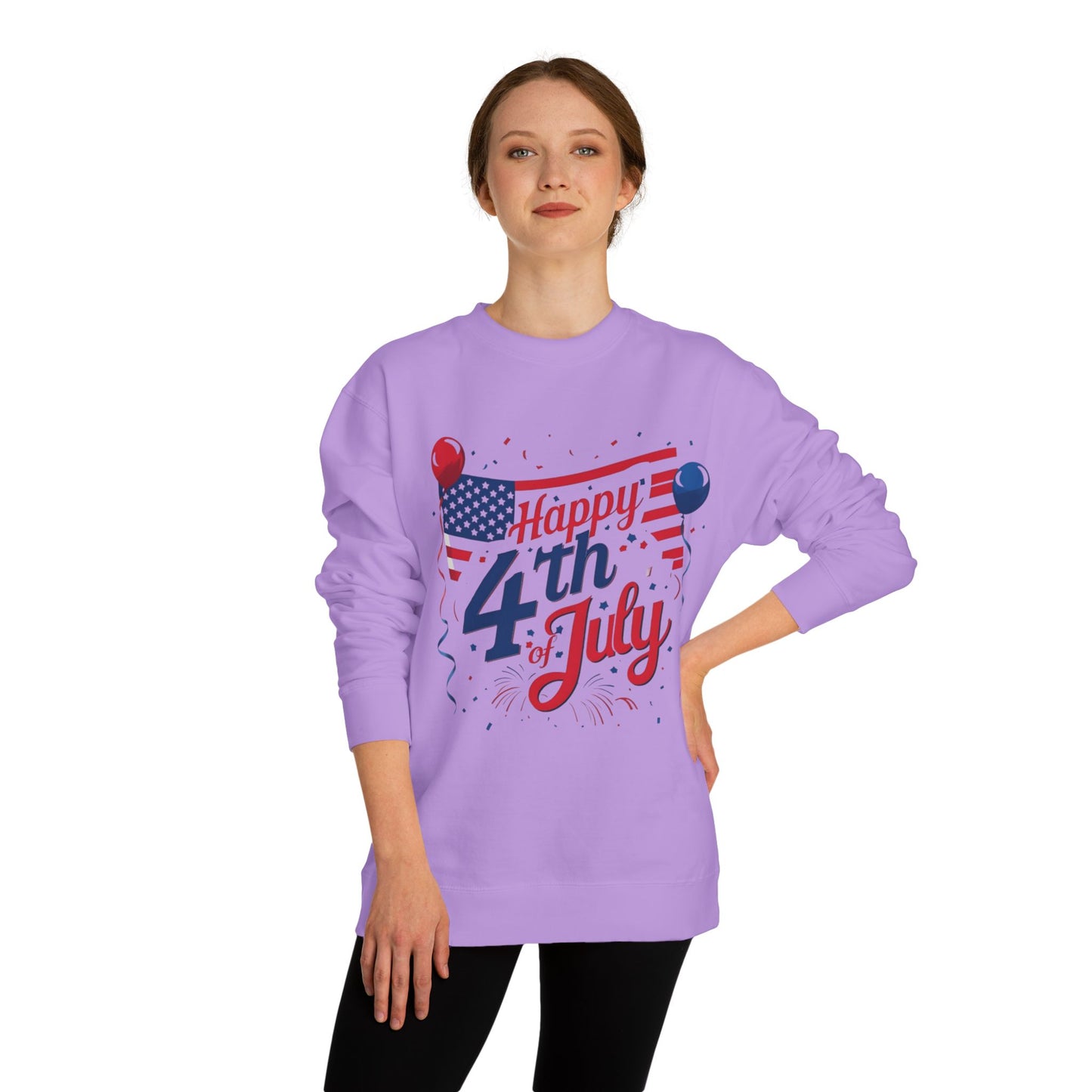 Happy 4th of July Crewneck Sweatshirt — Patriotic American Flag Design