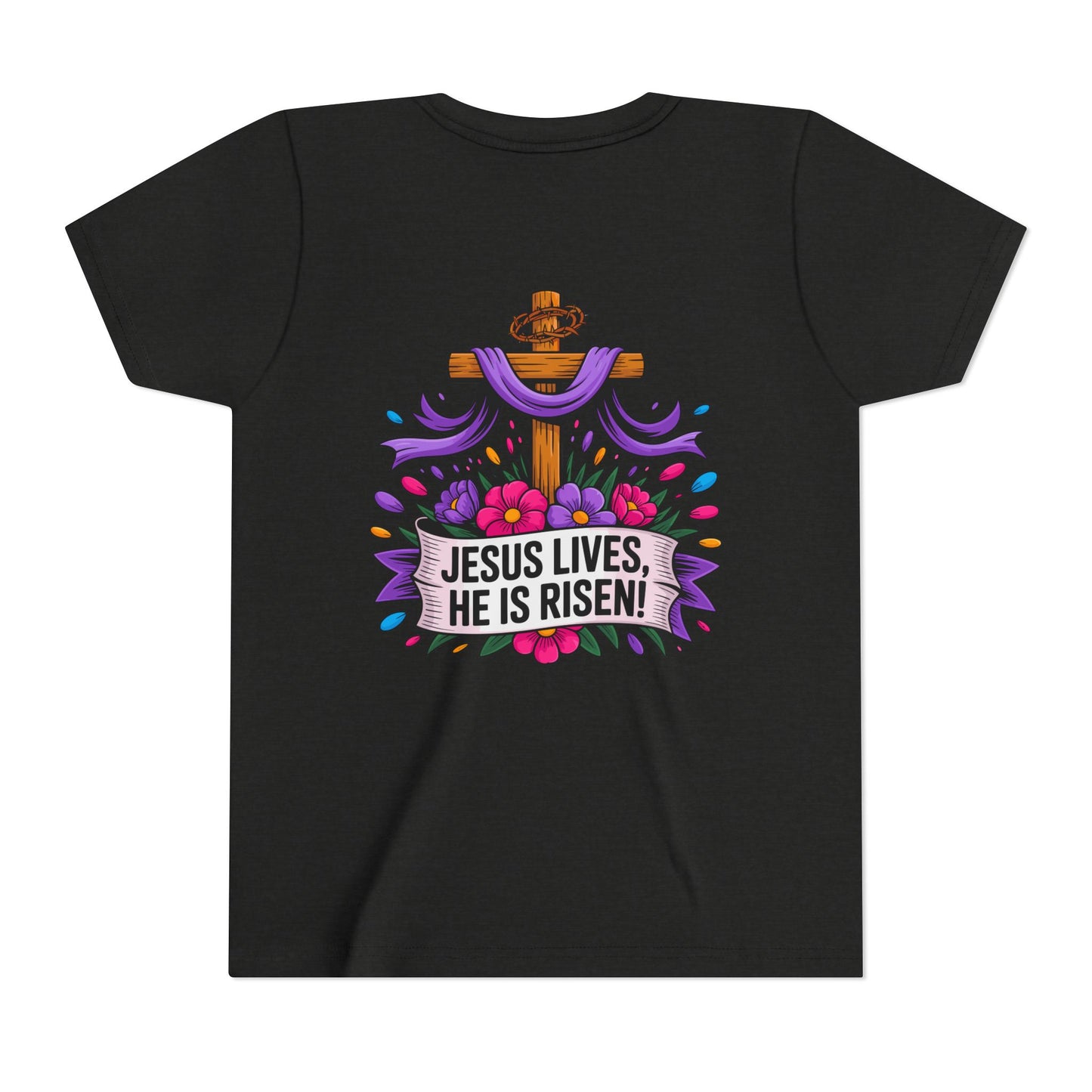 Youth Tee — "Jesus Lives, He Is Risen!" Easter Christian Tee