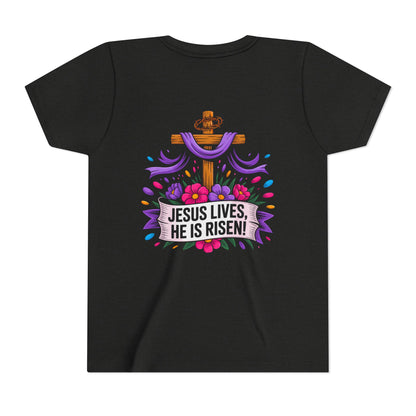 Youth Tee — "Jesus Lives, He Is Risen!" Easter Christian Tee