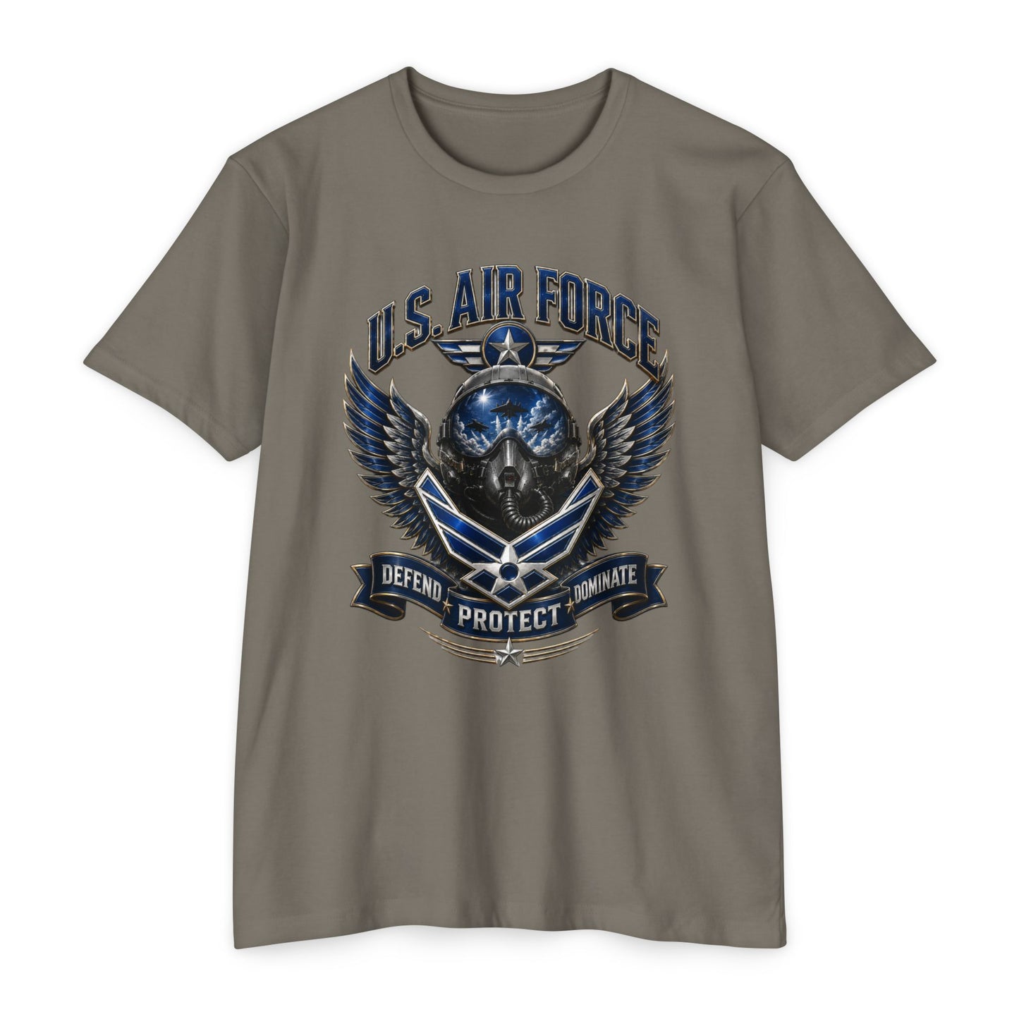 U.S. Air Force Skull Wings T-Shirt — Defend Protect Dominate Military Tee