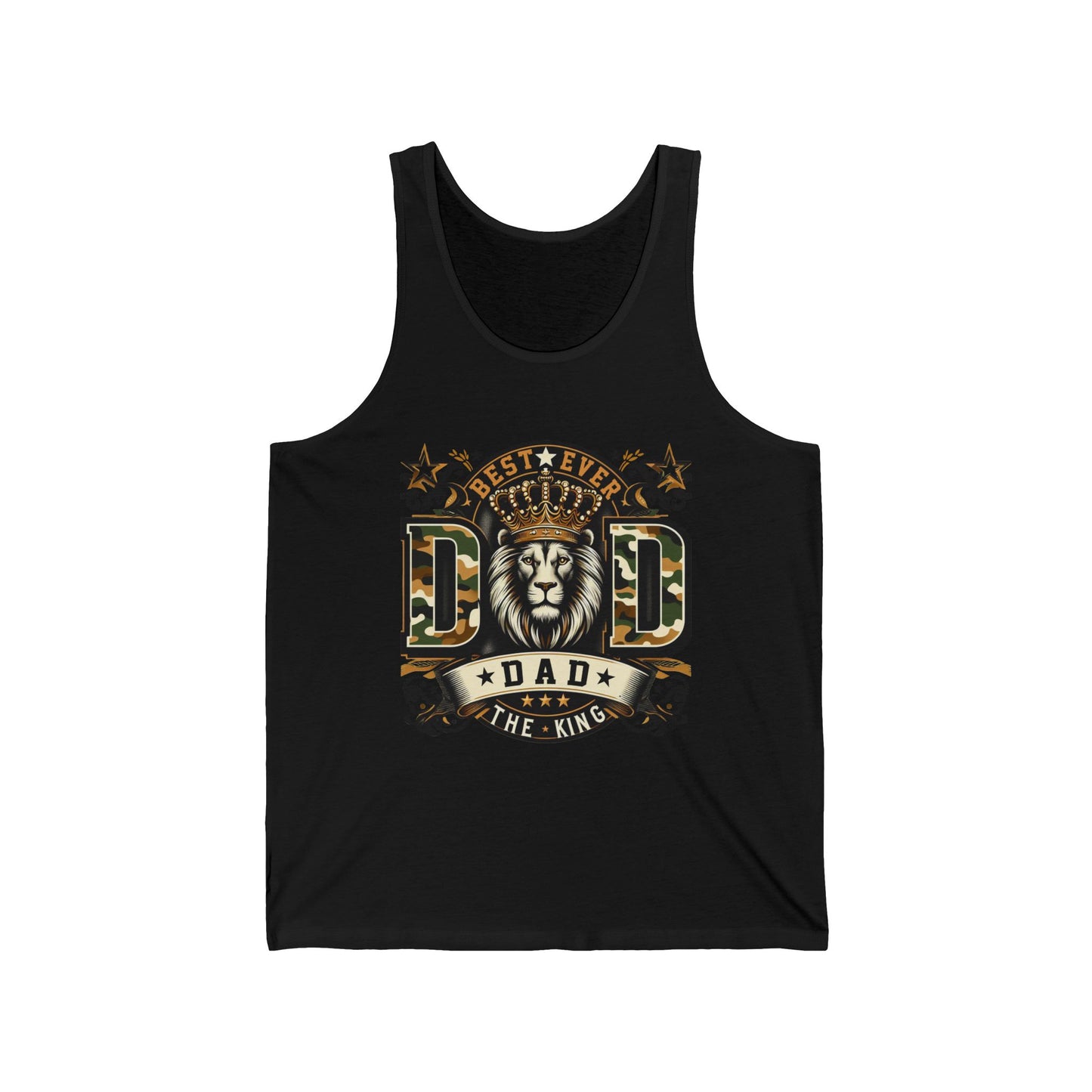 Dad Tank Top — "Best Ever Dad The King" Lion Graphic Fathers Day Gift