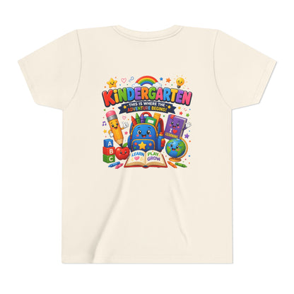 Kindergarten Kids T‑Shirt — 'Kindergarten: This Is Where the Fun Begins' Colorful Back-to-School Tee