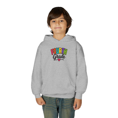 Fourth Grade Hoodie — Colorful Kids School Sweatshirt (“Fourth Grade” with Heart)