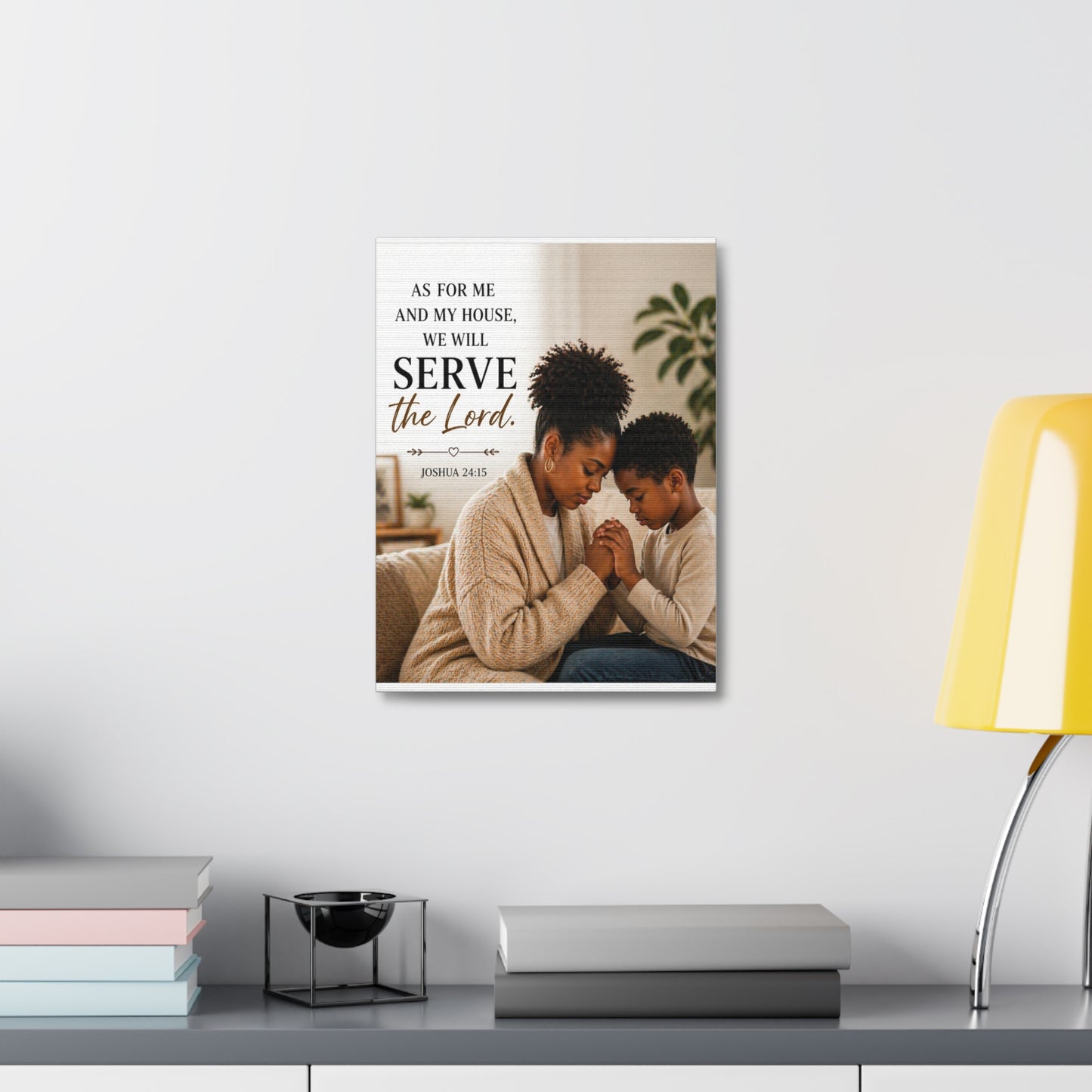 Serve the Lord Canvas Wall Art — Joshua 24:15 Family Prayer Stretched Canvas