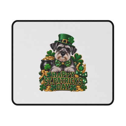 St. Patrick’s Day Schnauzer Gaming Mouse Pad — Non-Slip Lucky Shamrock Design