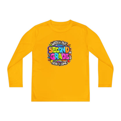 Second Grade Long Sleeve Tee — "Watch Out Second Grade Here I Come" Youth Shirt