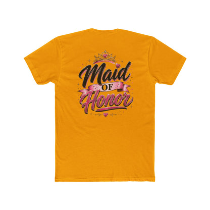 Maid of Honor T-Shirt — Bridal Party Tee with Crown & Pink Ribbon Design