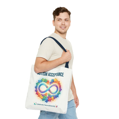 Autism Acceptance Tote Bag — Rainbow Neurodiversity Infinity Puzzle Design