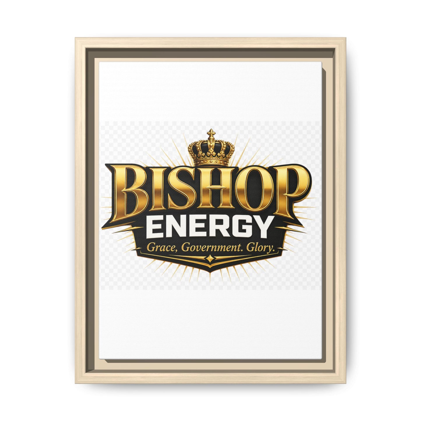 Framed Canvas Art - "Bishop Energy" Gold Crown Logo (Matte)