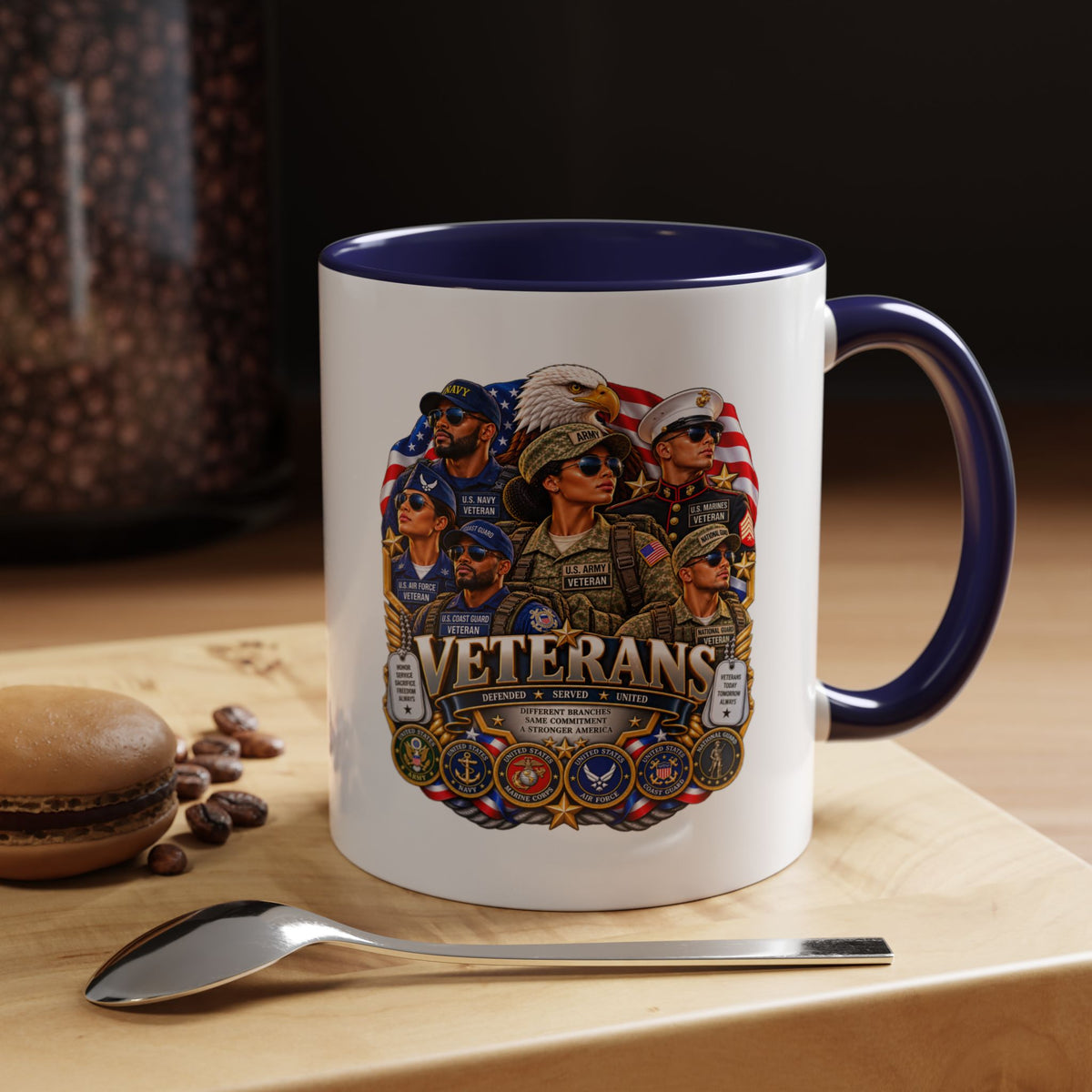 Veterans Tribute Accent Coffee Mug — Patriotic Military Veteran Gift (11/15oz)