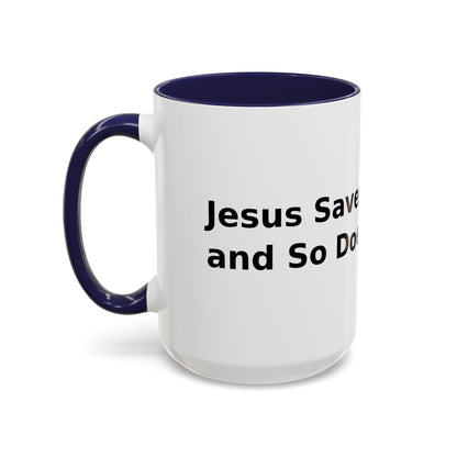 Accent Coffee Mug — “Faith + Medicine: Insulin Saves” Black-Accent Mug (11/15 oz)