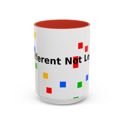 Accent Coffee Mug — 'Different Not Less' Pride-Inclusive Color Block Design (11/15oz)