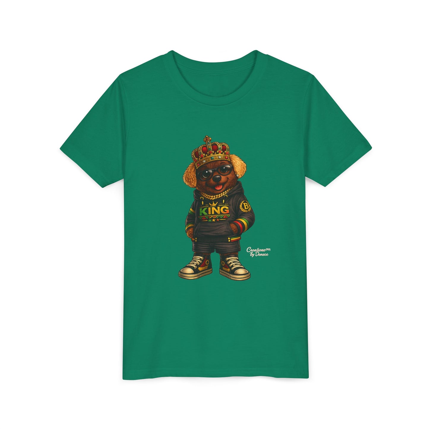 Youth Tee — 'Lil King' Crowned Bear Graphic Shirt