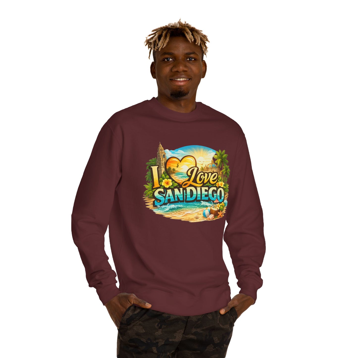 San Diego Sweatshirt — "I Love San Diego" Beach Graphic Crewneck