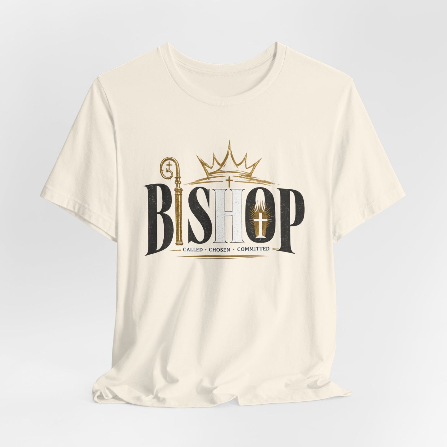 Bishop Graphic Tee — 'BISHOP' Crown & Crosier Church Leadership Shirt