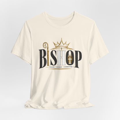 Bishop Graphic Tee — 'BISHOP' Crown & Crosier Church Leadership Shirt