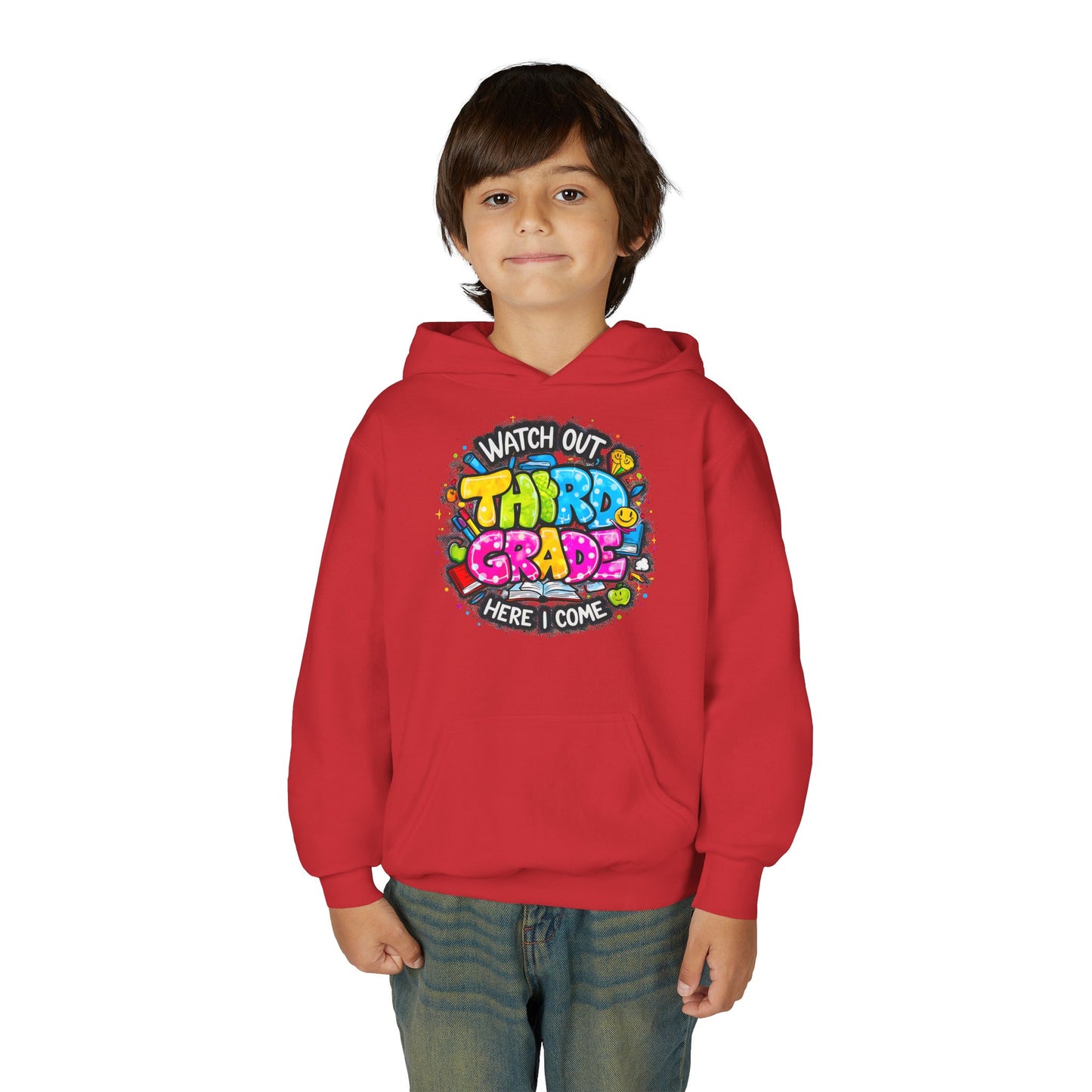 Third Grade Hoodie — "Watch Out Third Grade Here I Come" Kids Back-to-School Sweatshirt