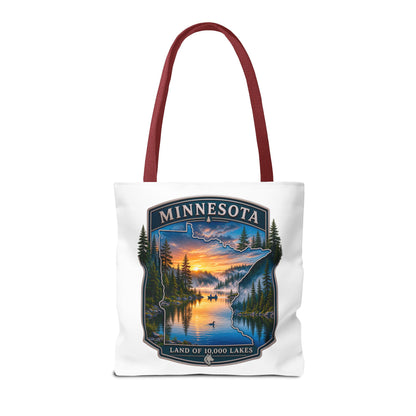 Minnesota Scenic Tote Bag — 'Land of 10,000 Lakes' Sunset Lake Design