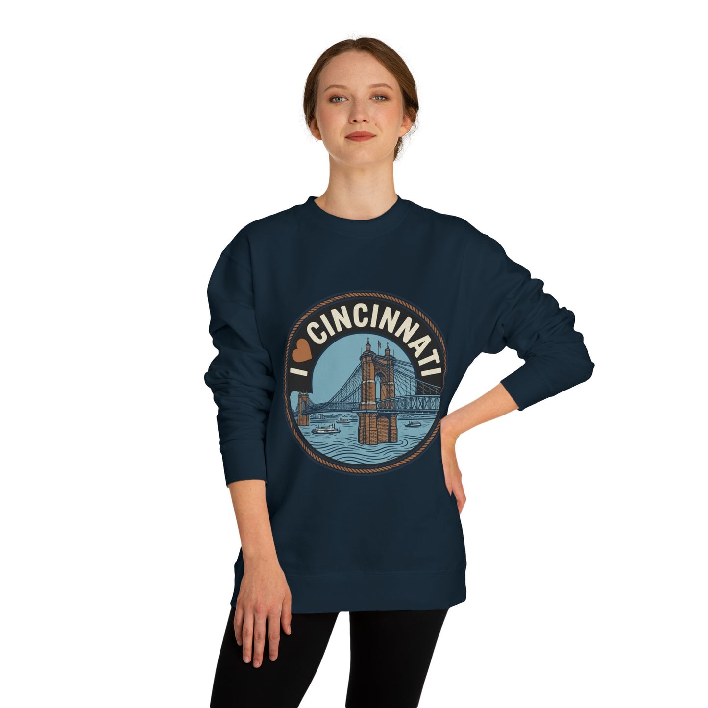 Cincinnati Bridge Crewneck Sweatshirt — I  Cincinnati Graphic