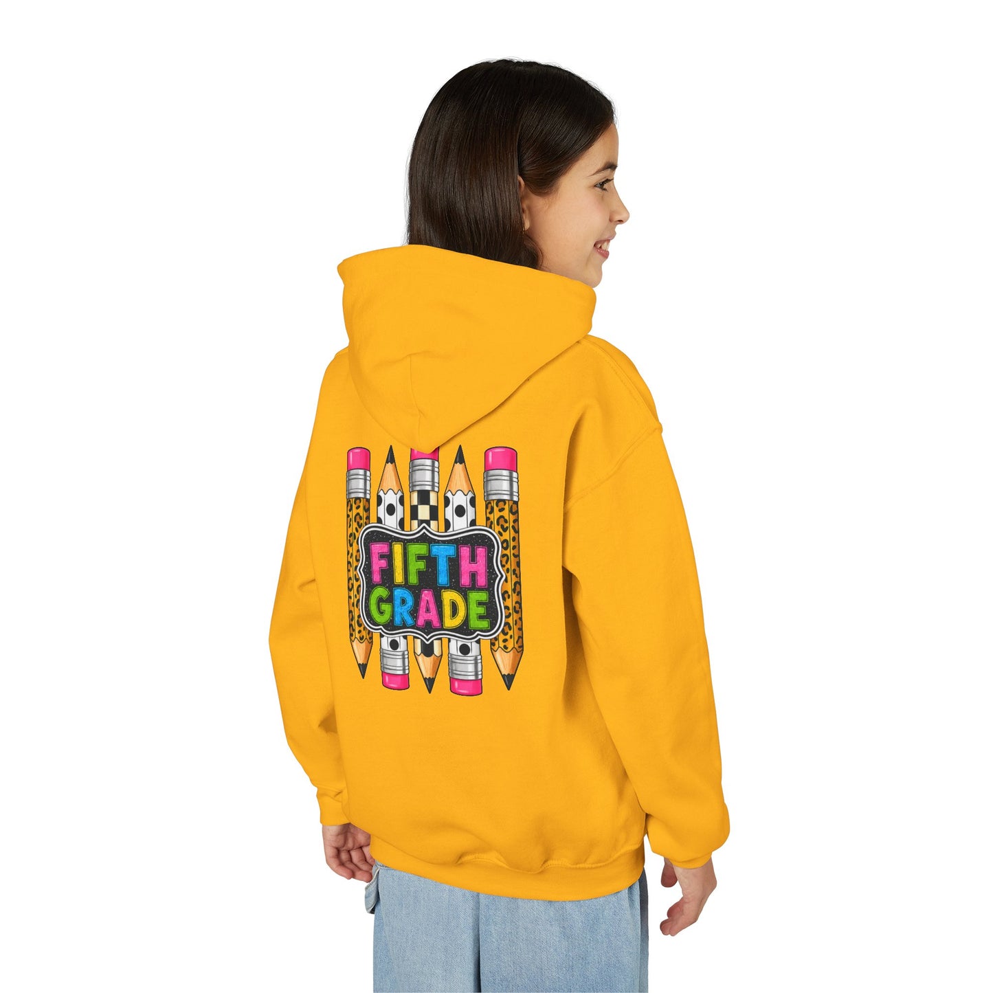 Fifth Grade Kids Hoodie — Colorful Pencil Back‑to‑School Sweatshirt for Students