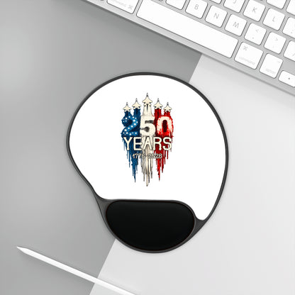 50 Years USA Flag Anniversary Mouse Pad with Wrist Rest