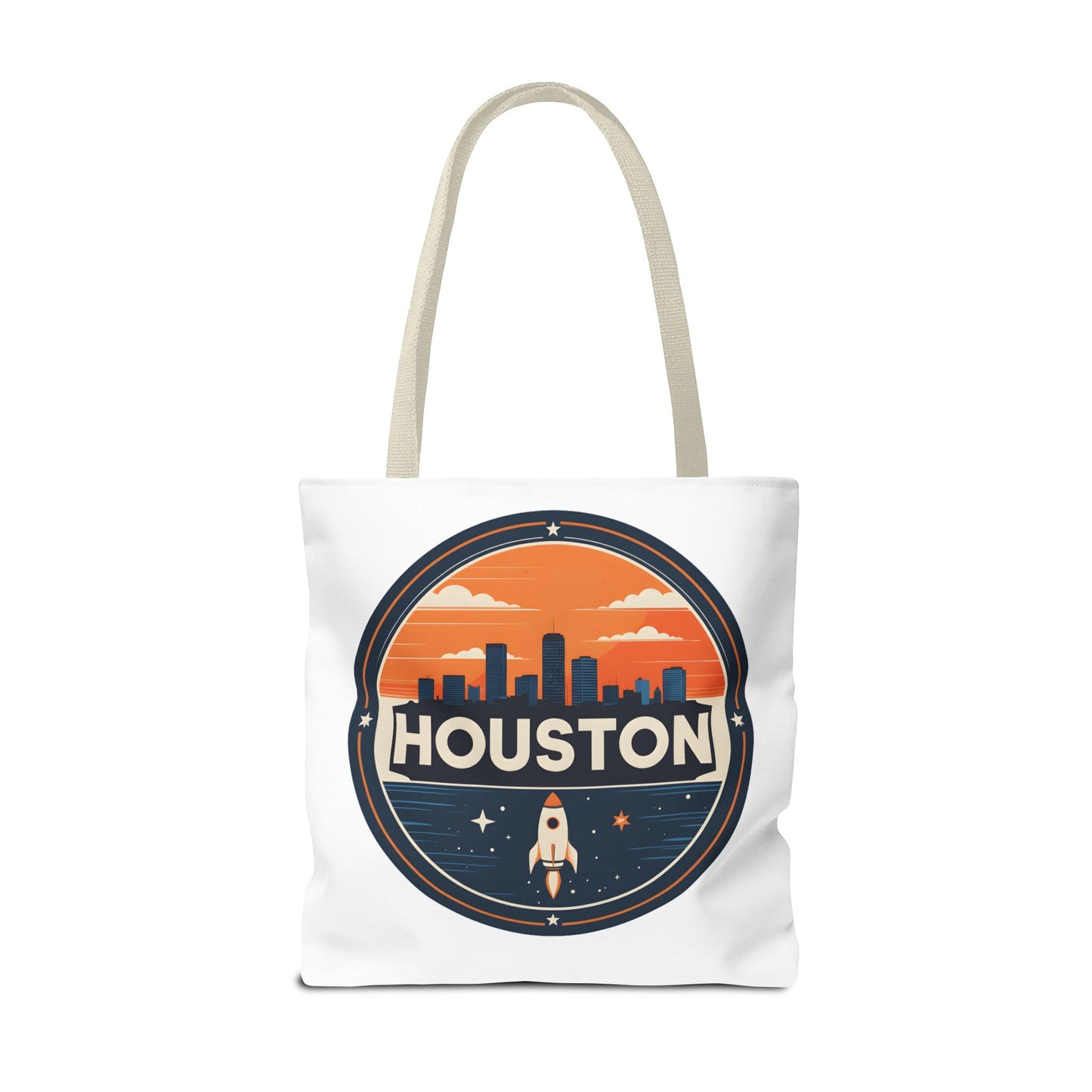 Houston Skyline Rocket Tote Bag – Retro Space City Canvas Tote