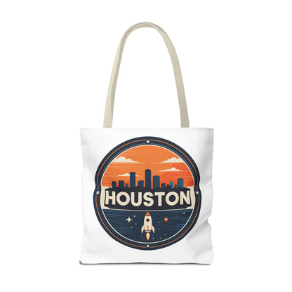 Houston Skyline Rocket Tote Bag – Retro Space City Canvas Tote
