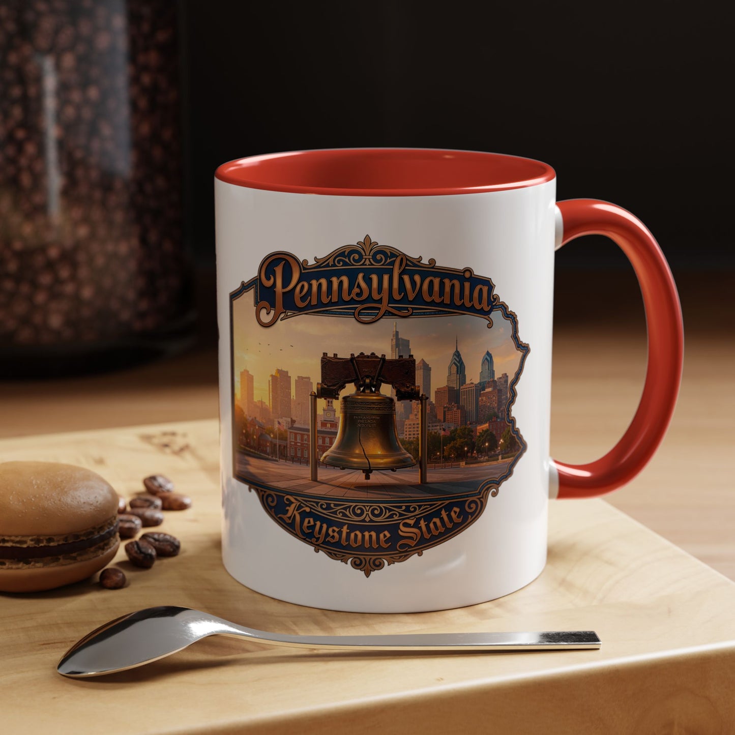 Pennsylvania Keystone State Coffee Mug — Liberty Bell & Philadelphia Skyline Accent Mug (11/15oz)