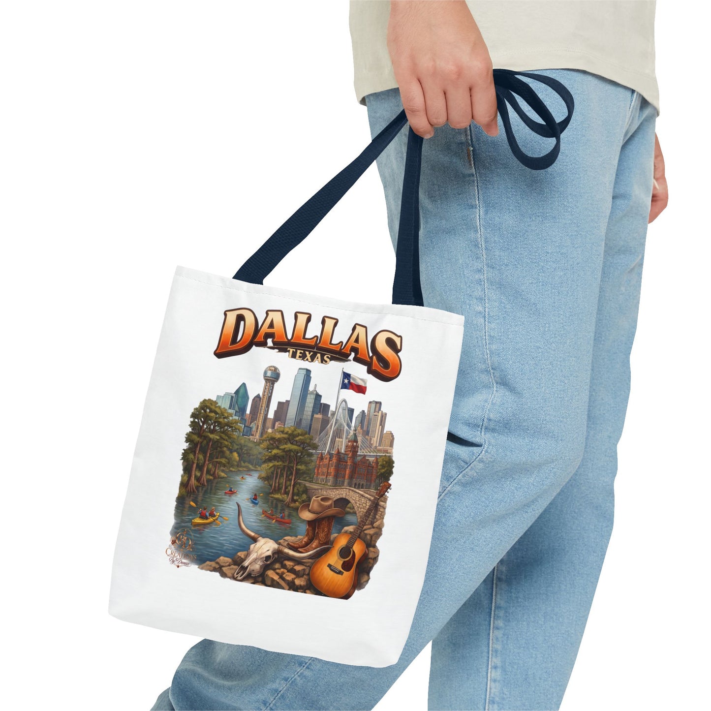 Dallas Texas Scenic Tote Bag – City Skyline & Guitar Souvenir Tote