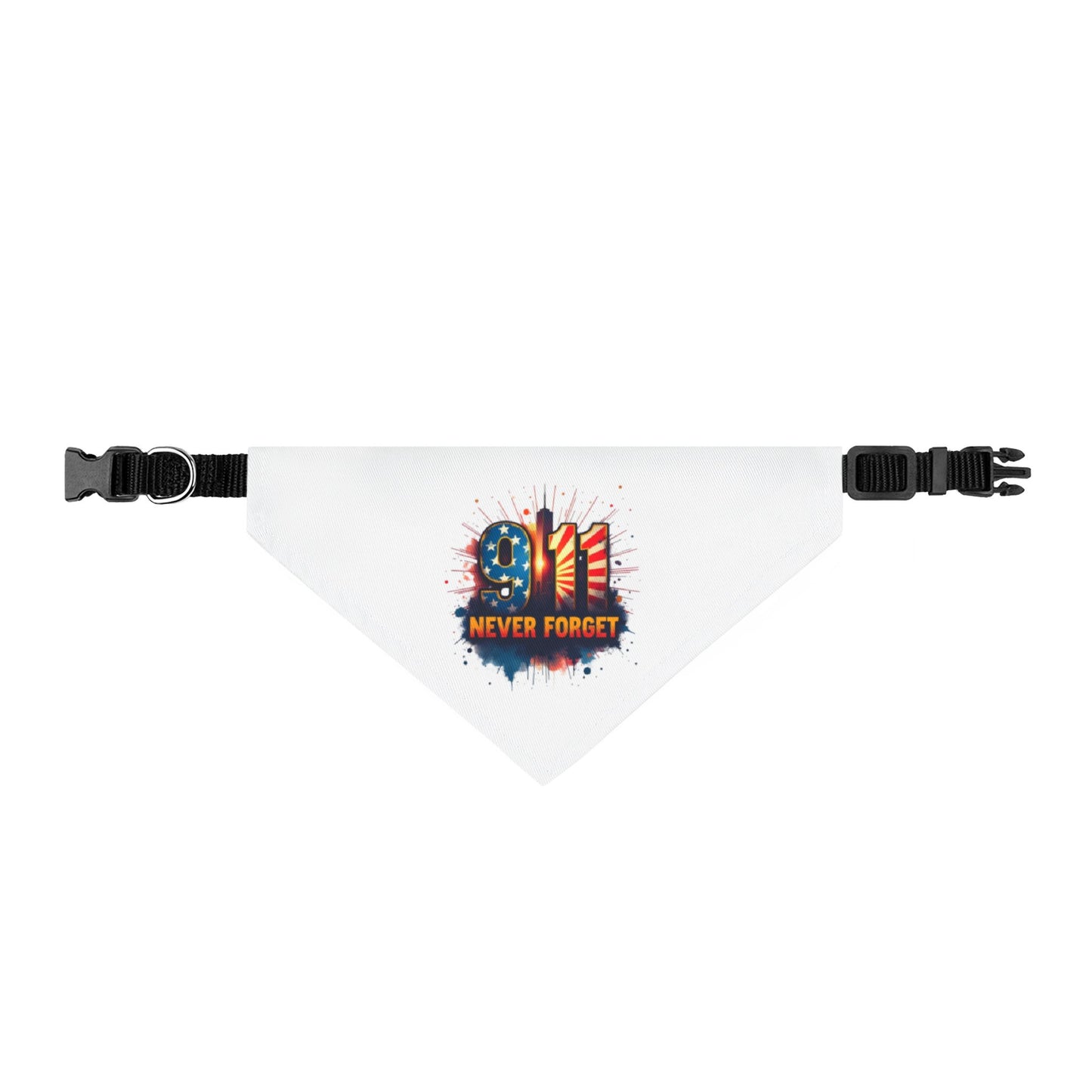 911 Never Forget Clip-On Pet Bandana — Patriotic 9/11 Remembrance Dog Scarf