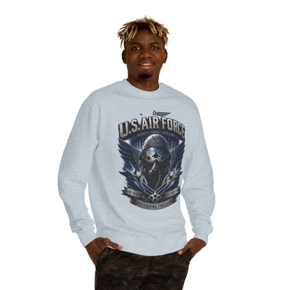 U.S. Air Force Crewneck Sweatshirt — Tactical Skull Wings "Defending Freedom"