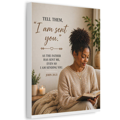 Canvas Wall Art — "I Am Sent You" John 20:21 Inspirational Christian Prayer Decor