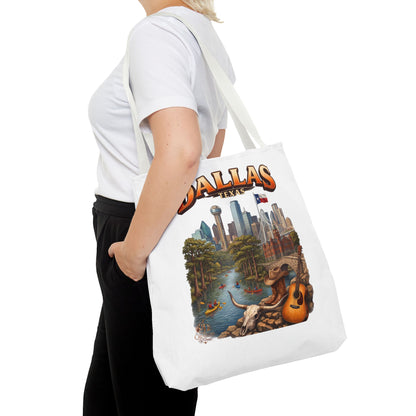 Dallas Texas Scenic Tote Bag – City Skyline & Guitar Souvenir Tote