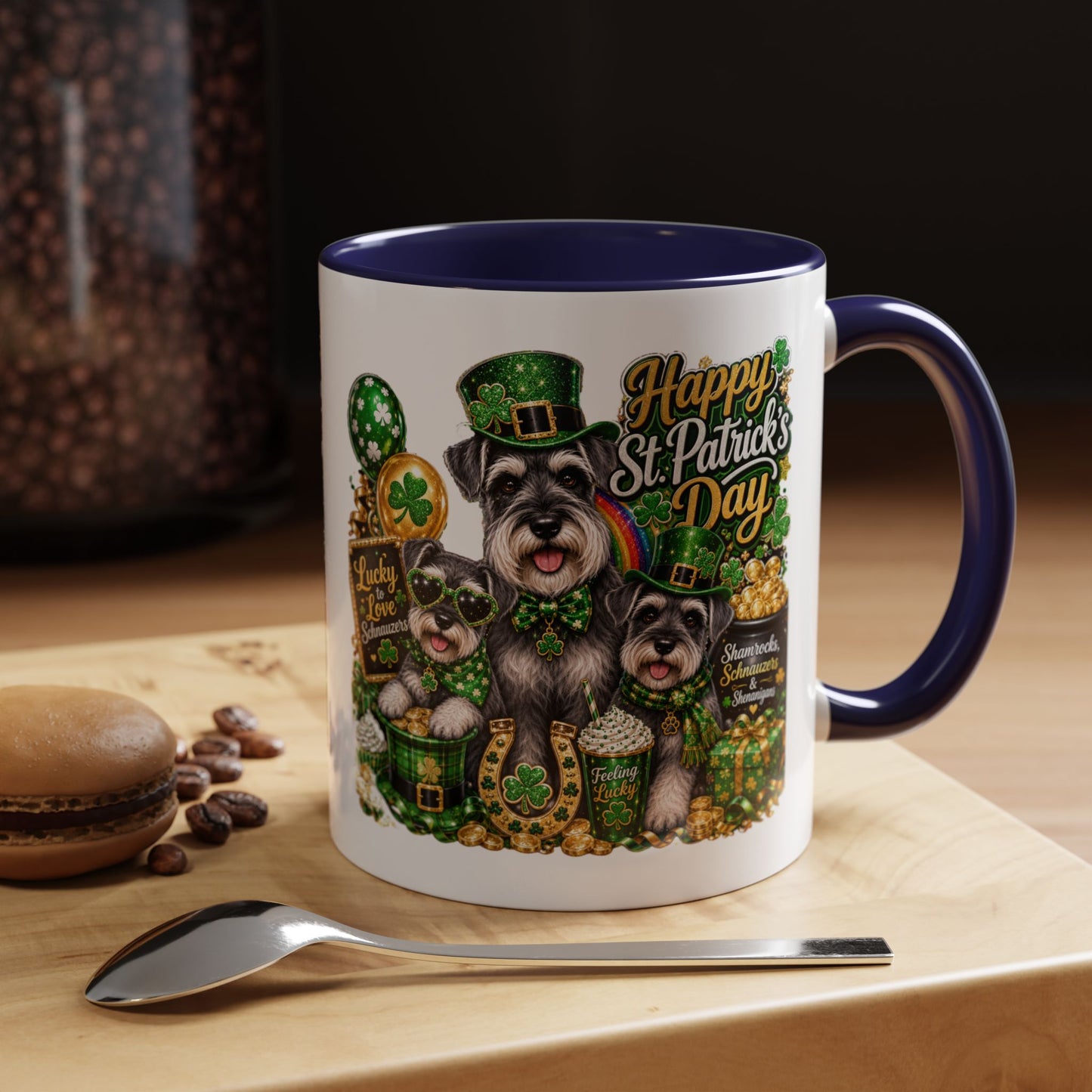 St. Patrick’s Day Dog Coffee Mug — Happy St. Patrick’s Day Accent Mug (11/15oz)