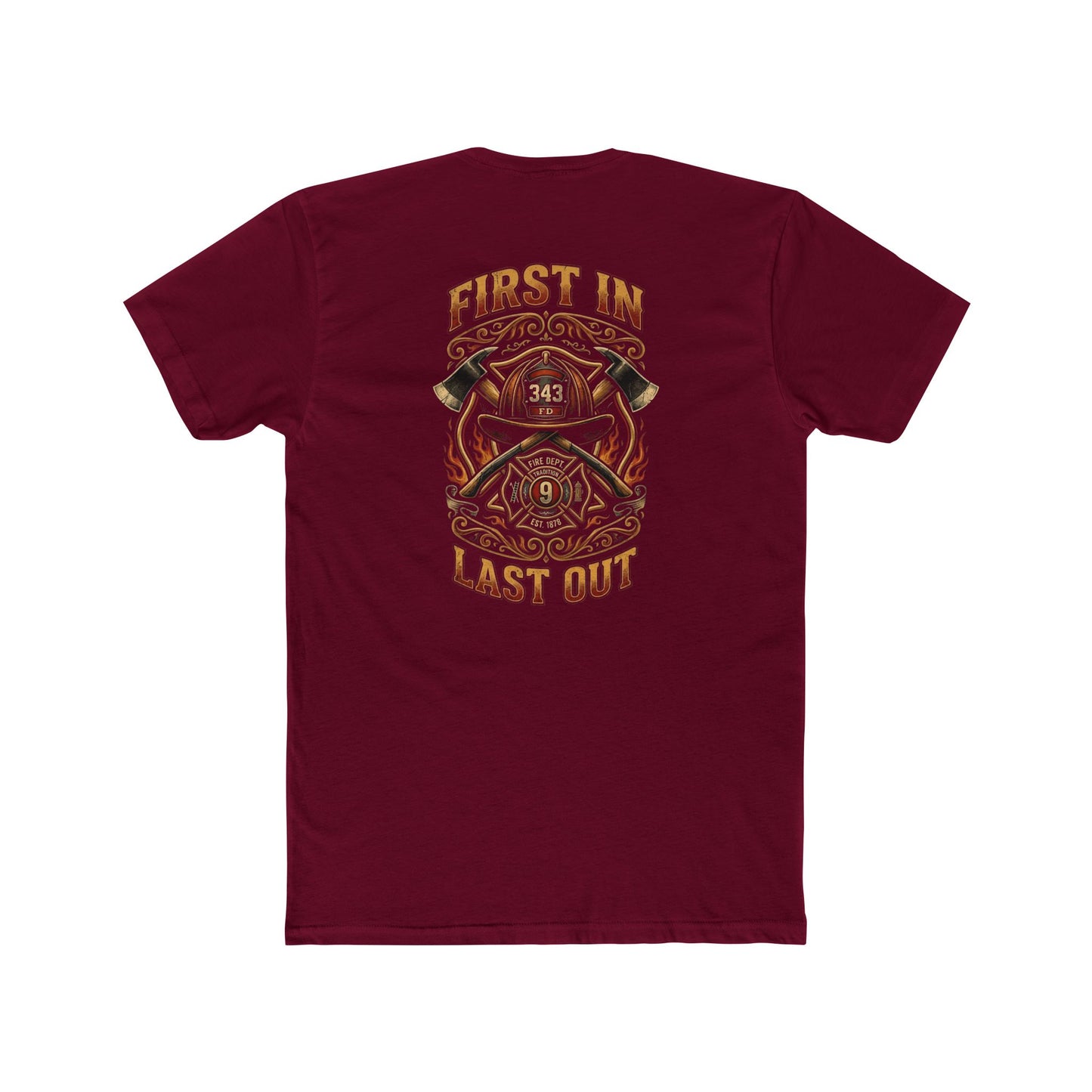 Firefighter T‑Shirt - "First In Last Out" Vintage Firefighter Crew Tee