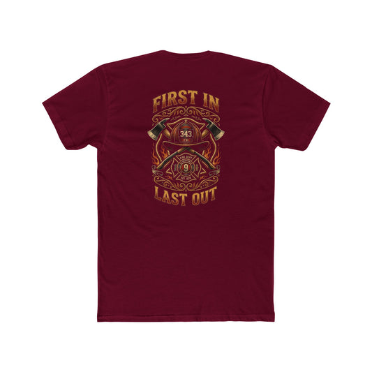 Firefighter T‑Shirt - "First In Last Out" Vintage Firefighter Crew Tee