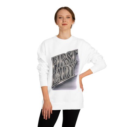 First Lady Graphic Sweatshirt — Retro Metallic Typography Crewneck
