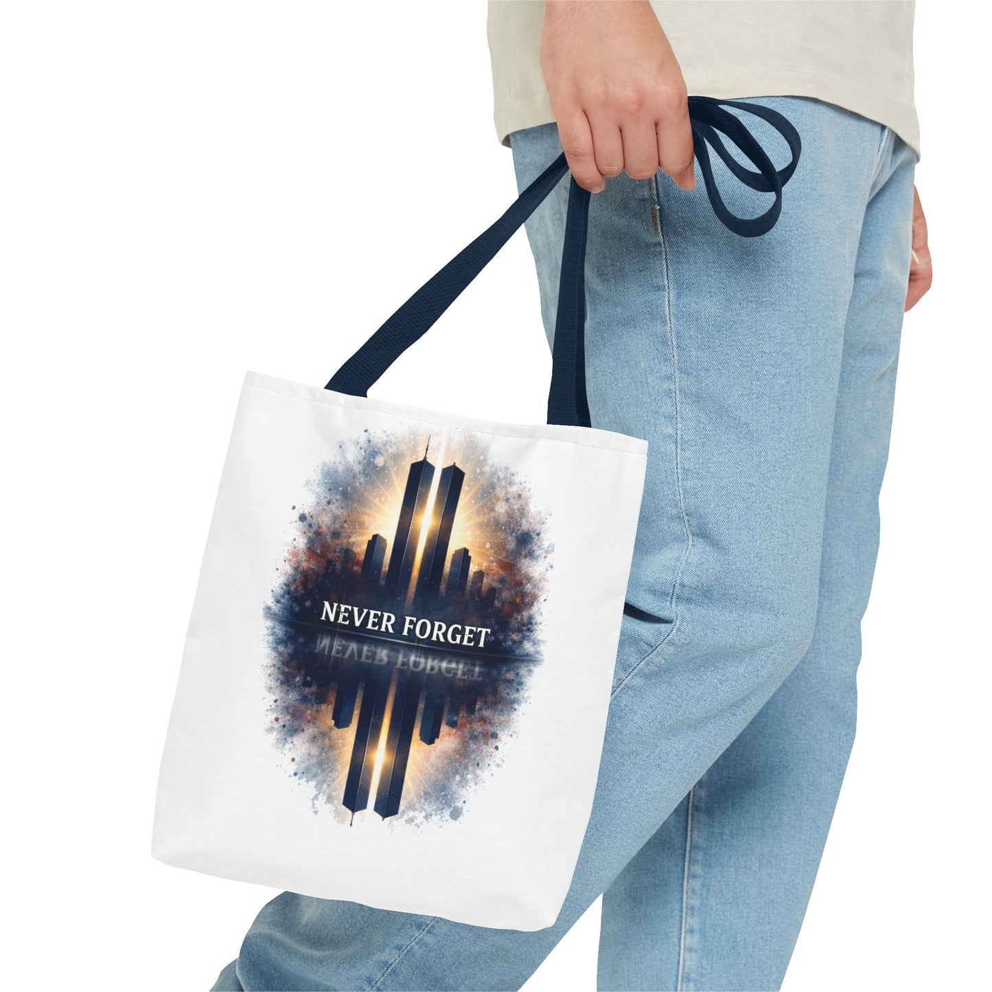 Never Forget Memorial Tote Bag — 9/11 Tribute Skyline All-Over Print