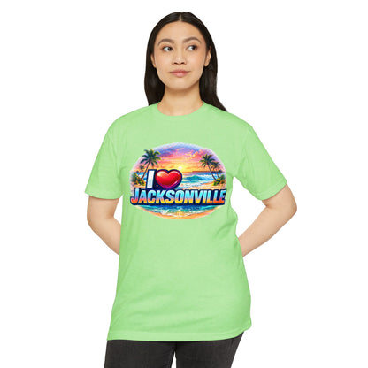 I  Jacksonville Beach T-Shirt — Retro Sunset Palm Vacation Tee