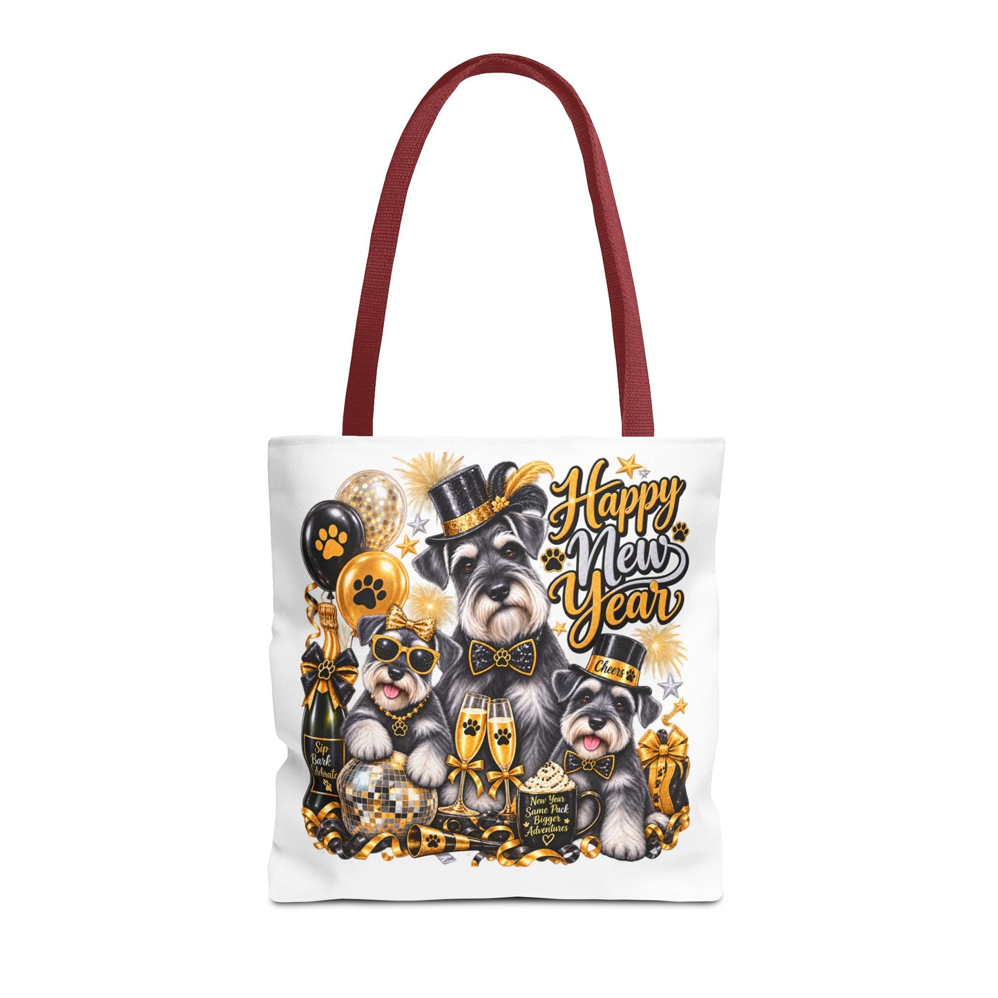 Happy New Year Dog Tote Bag — Festive Party Pups All-Over Print