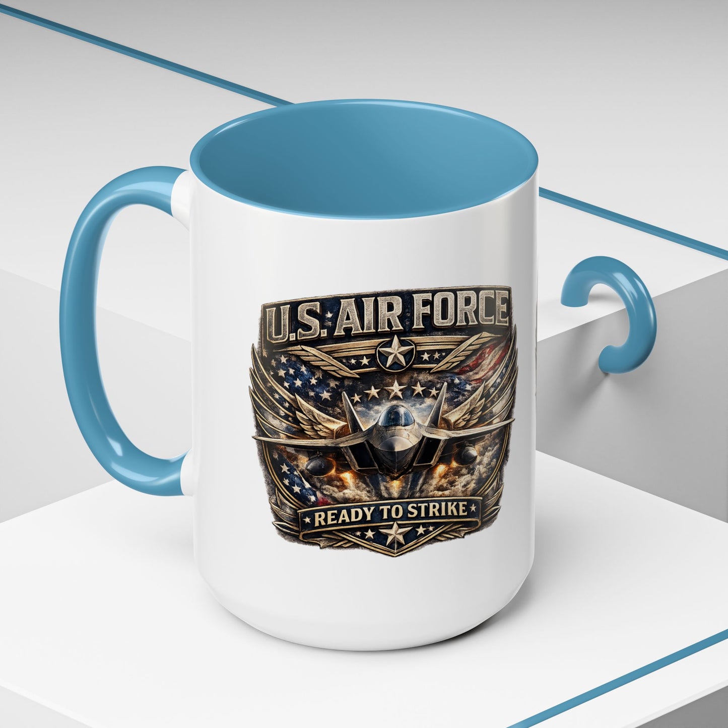 U.S. Air Force Accent Coffee Mug — "Ready to Strike" Military Aviation Gift