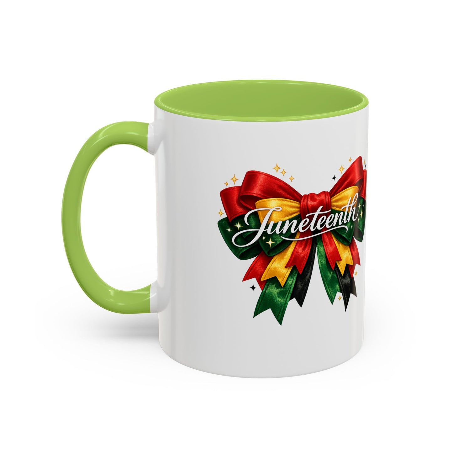 Juneteenth Ribbon Coffee Mug — Black/Red/Green Celebration Accent Mug
