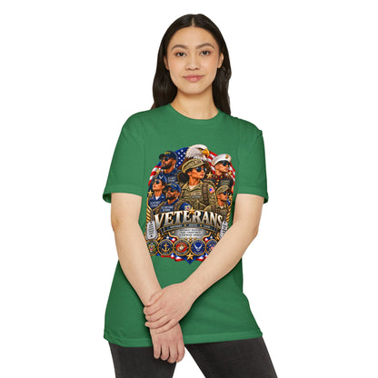 Veterans Tribute T-Shirt – Patriotic Eagle & Service Emblems