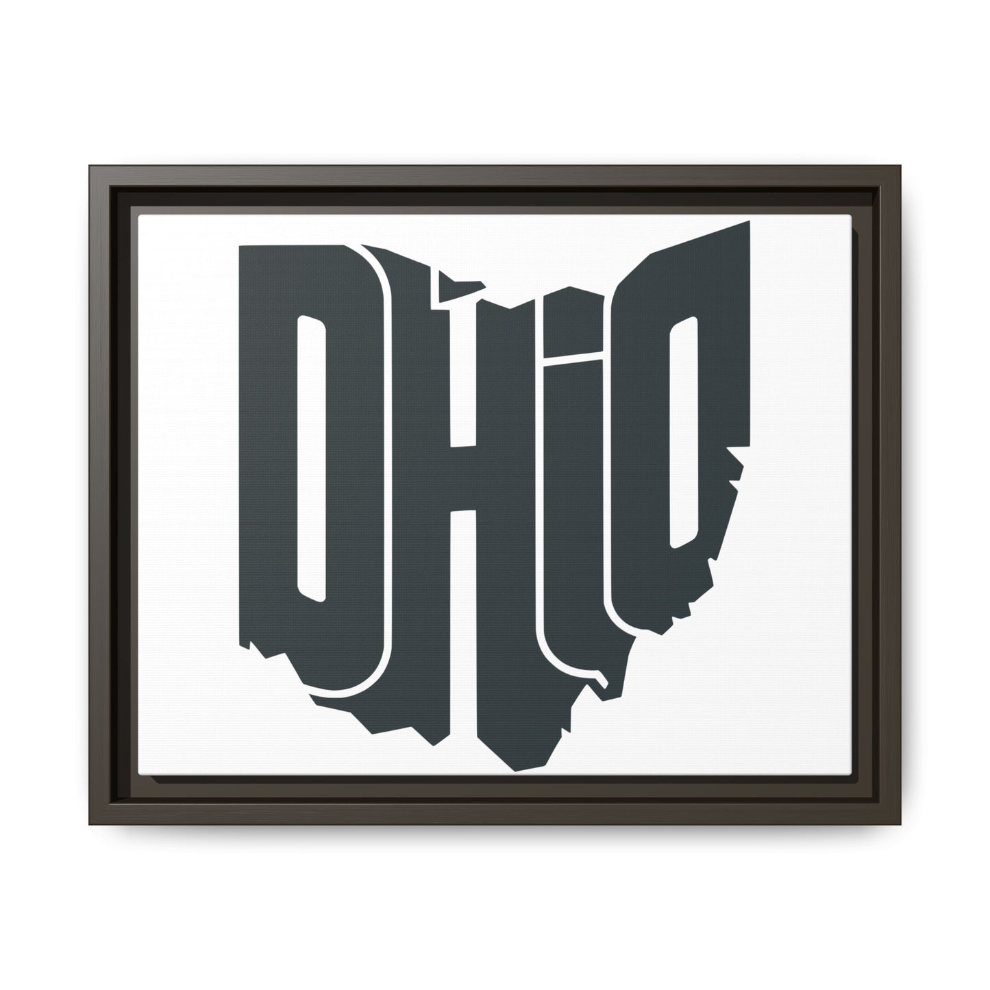 Ohio State Silhouette Matte Framed Canvas — Modern State Wall Art