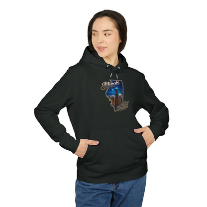 Illinois Skyline Hoodie — "City of Broad Shoulders" Retro State Map