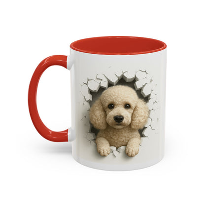 Poodle Peeking Accent Coffee Mug – Cute Dog Lover Gift (11/15oz)