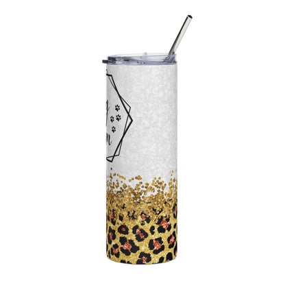 Dog Mom Leopard 20oz Stainless Steel Tumbler – Insulated Travel Cup with Straw