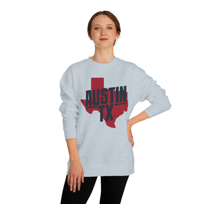 Austin TX Sweatshirt — Red Texas State Graphic Crewneck